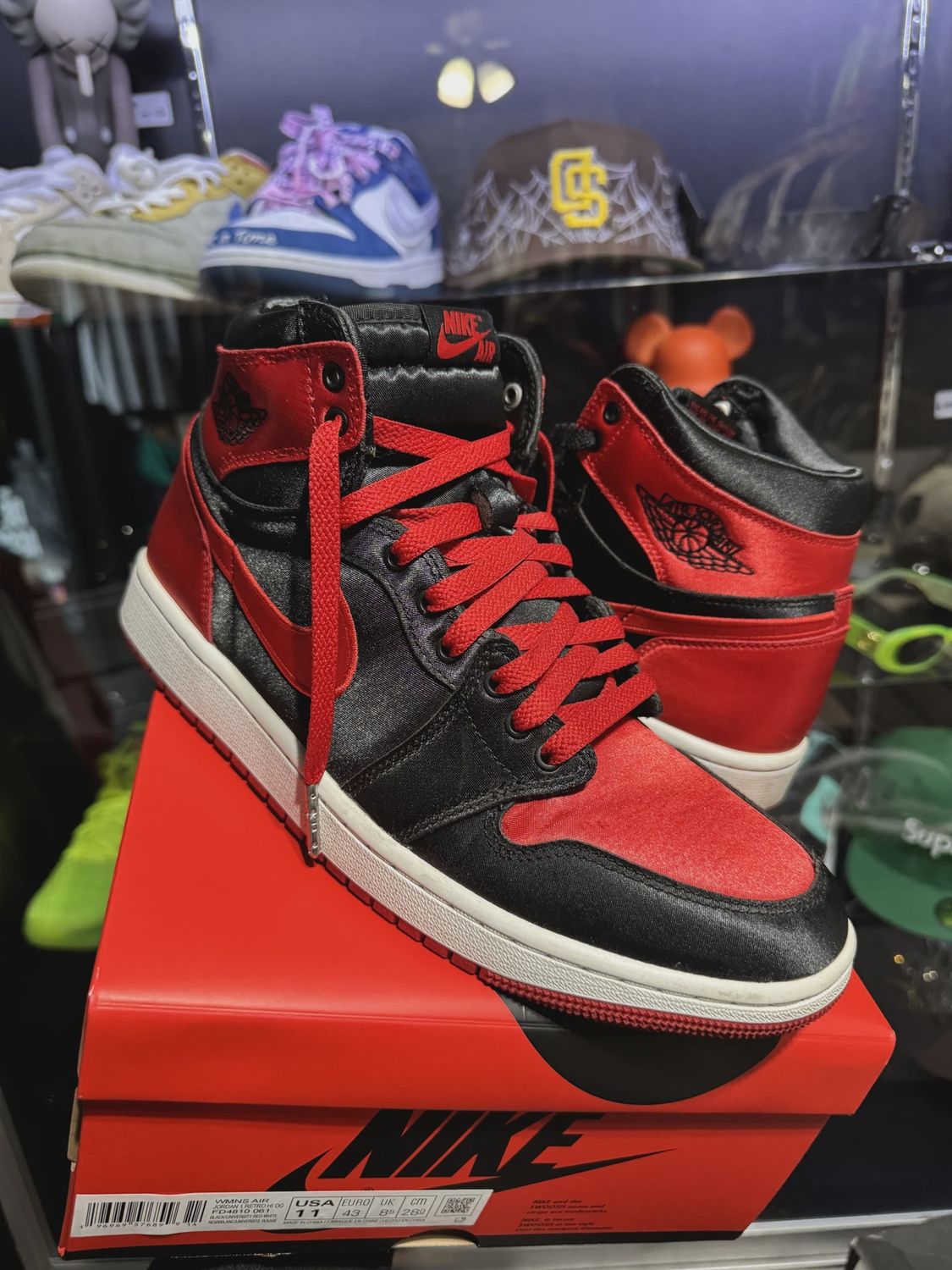Air Jordan 1 Retro High Original Satin Black Red (Women's) • Pre-Owned [2953]
