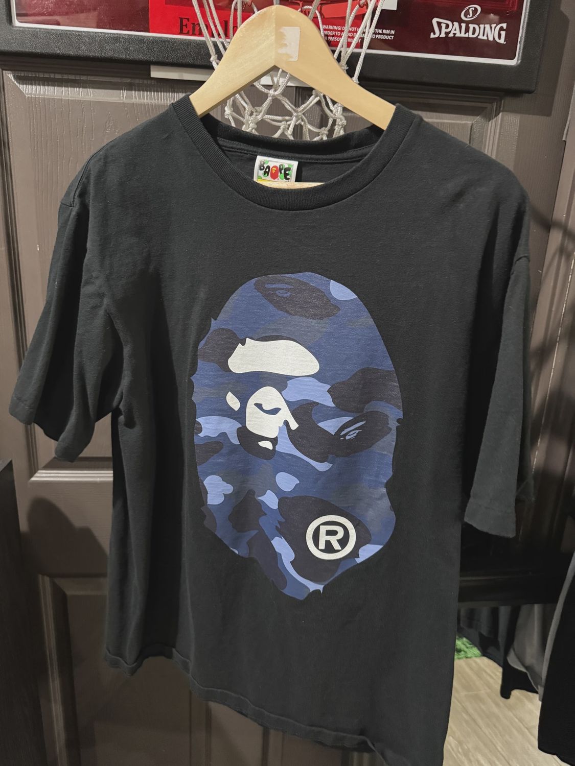 Bape Big Head Blue Camo Tee XL • Pre-Owned [4056]