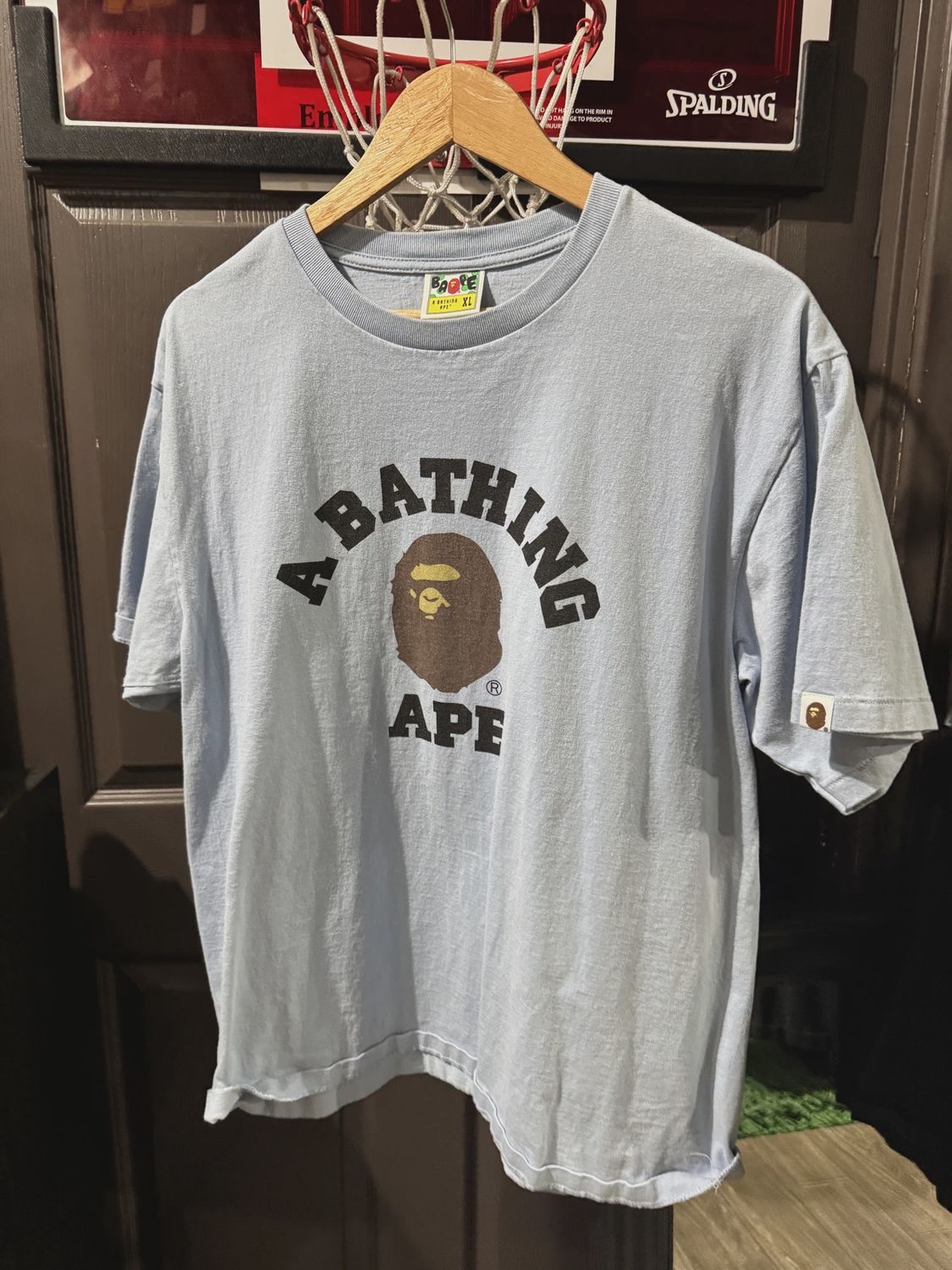 Bape College Logo Baby Blue Tee size XL • Pre-Owned [2235]