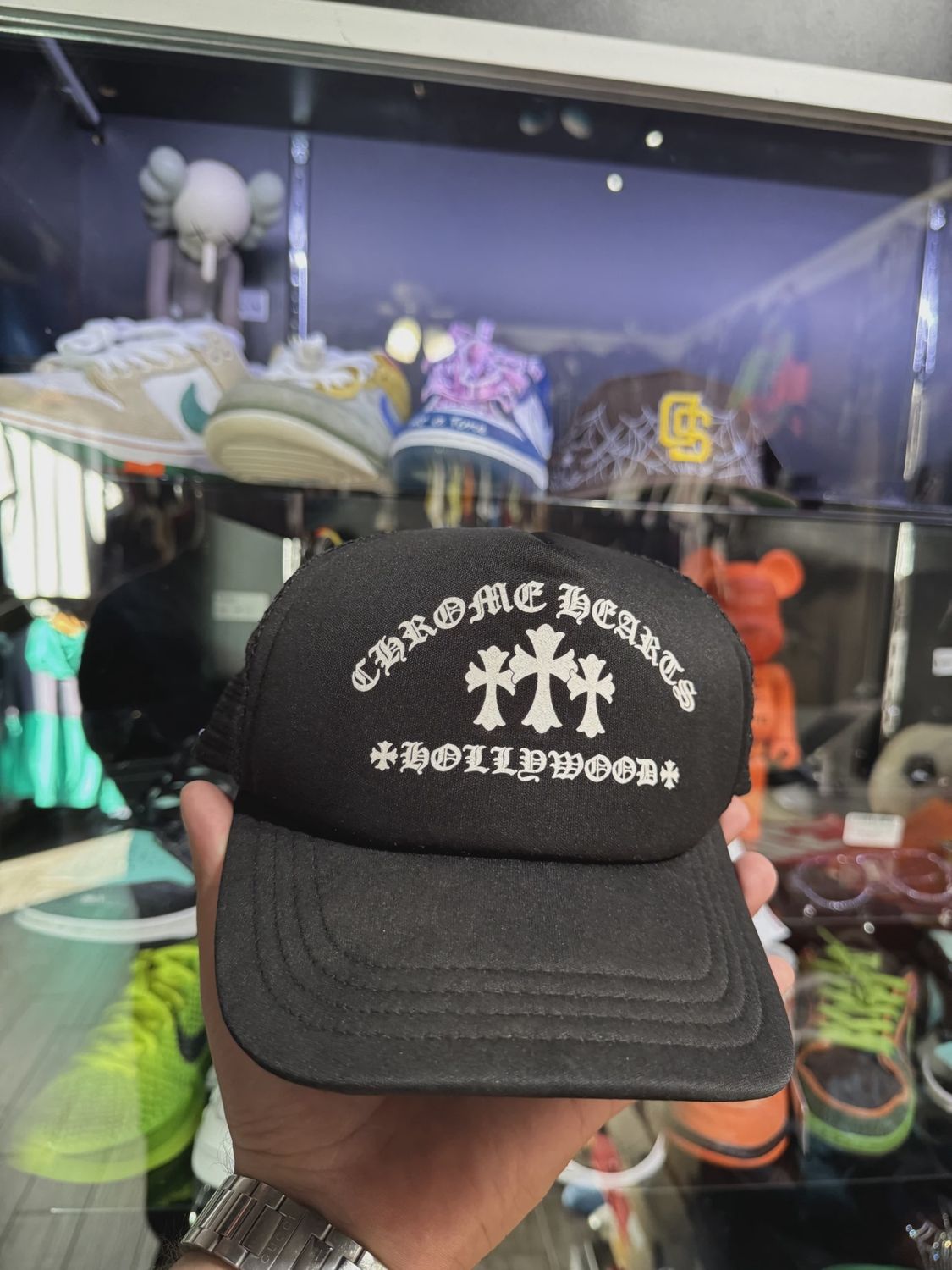 Chrome Hearts Hollywood Cross Black Trucker • Pre-Owned [8827]
