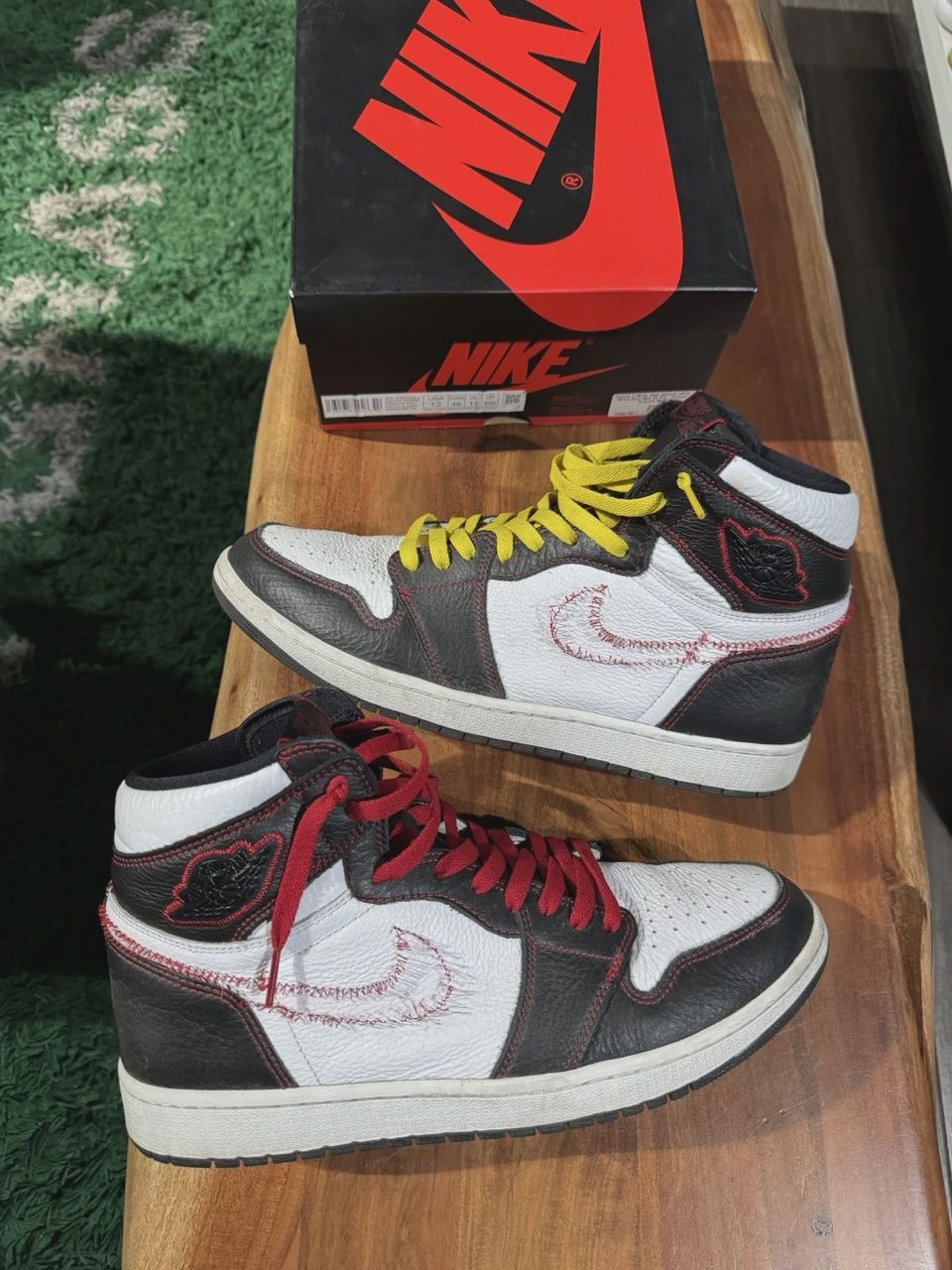 Air Jordan 1 Retro High Defiant White Black Gym Red • Pre-Owned [5900]