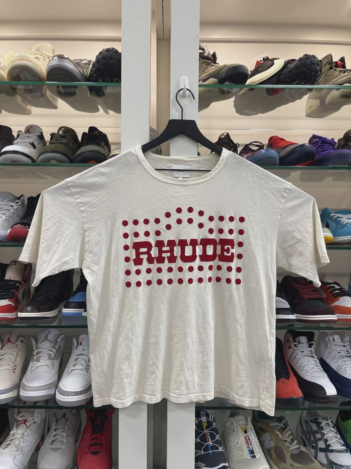 Rhude Flocked Burnout Tee Vintage "WHITE" • Pre-Owned [1192]