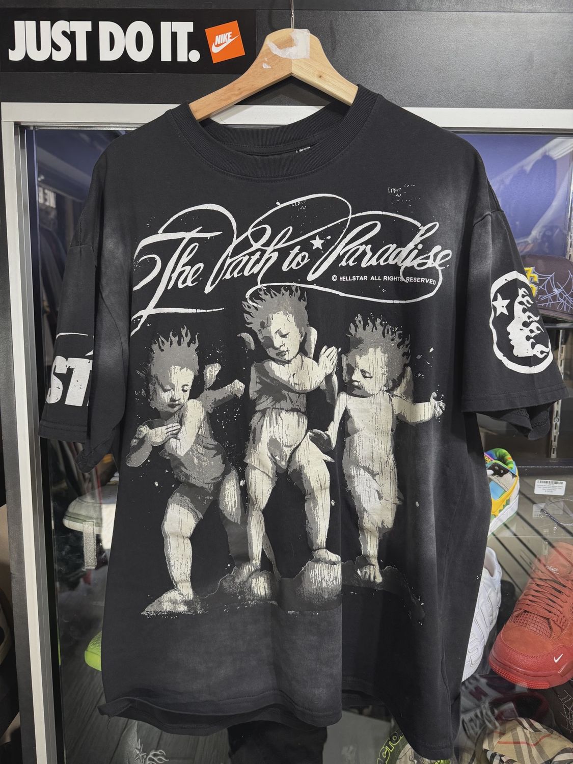 Hellstar Path To Paradise Black Tee Shirt Cherub Graphic XL • Brand New [0111]