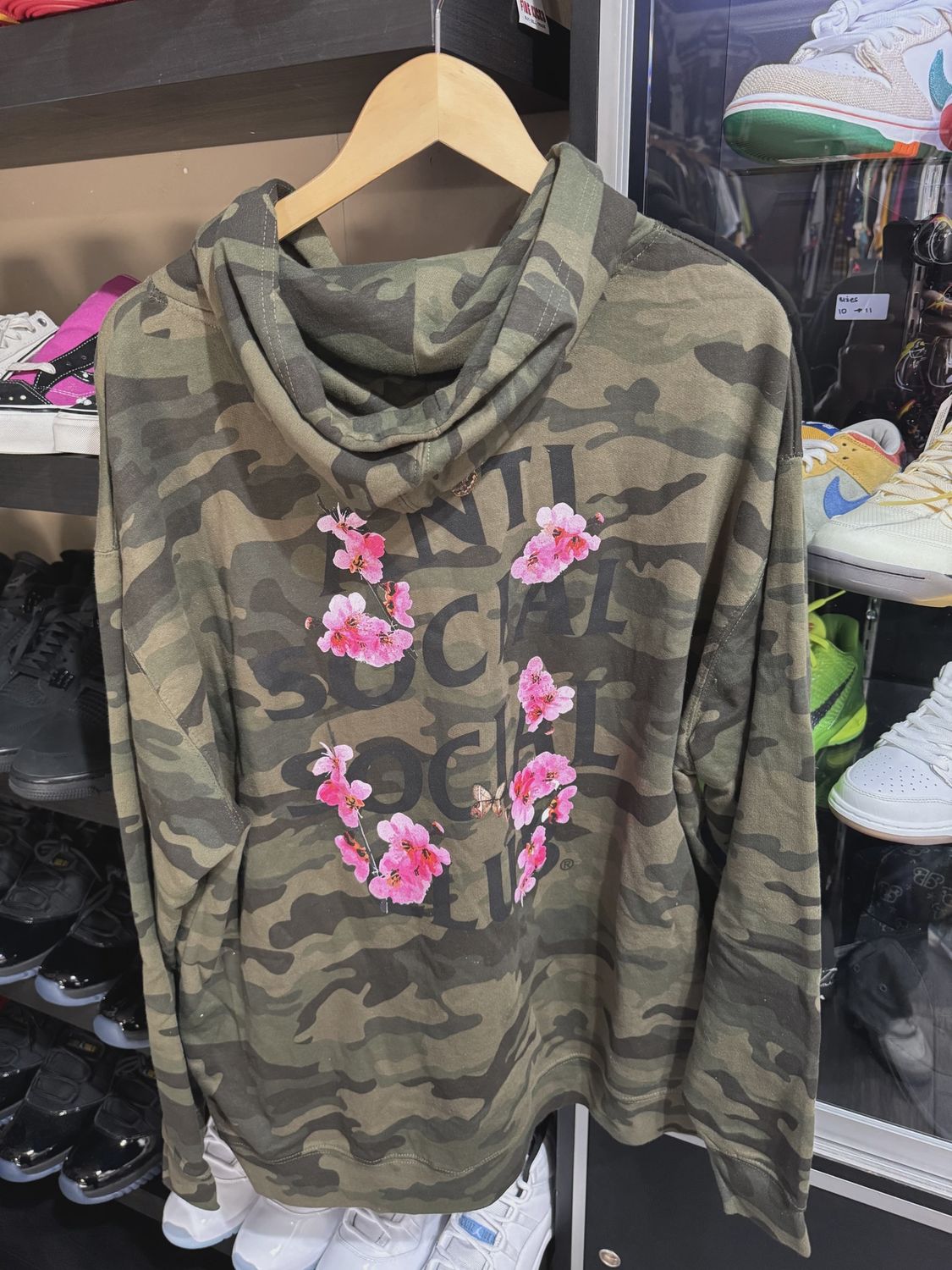 ASSC Green Camo Cherry Blossom Hoodie XXL • Pre-Owned [1537]