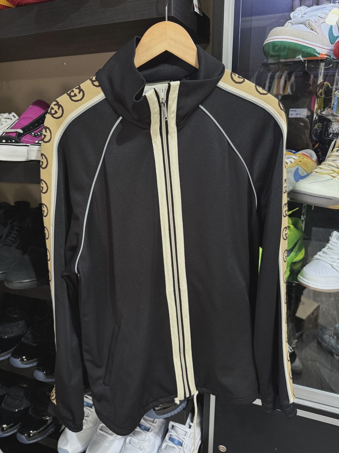 Gucci Interlocking G Logo Windbreaker Zip Up Jacket size L • Pre-Owned [6674]