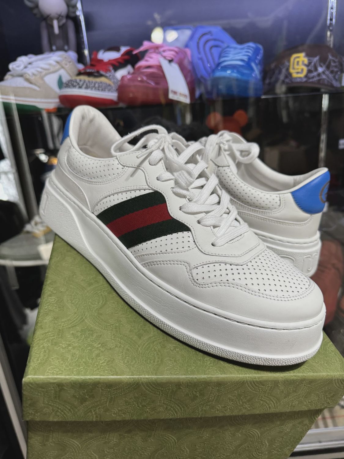 Gucci Chunky GG Web Sneaker White Blue • Pre-Owned [0625]