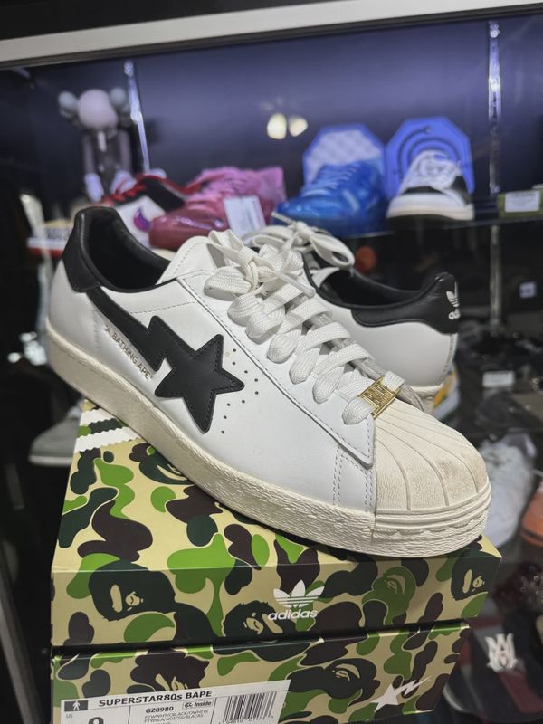 adidas Superstar 80s Bape White Black • Pre-Owned [6135]