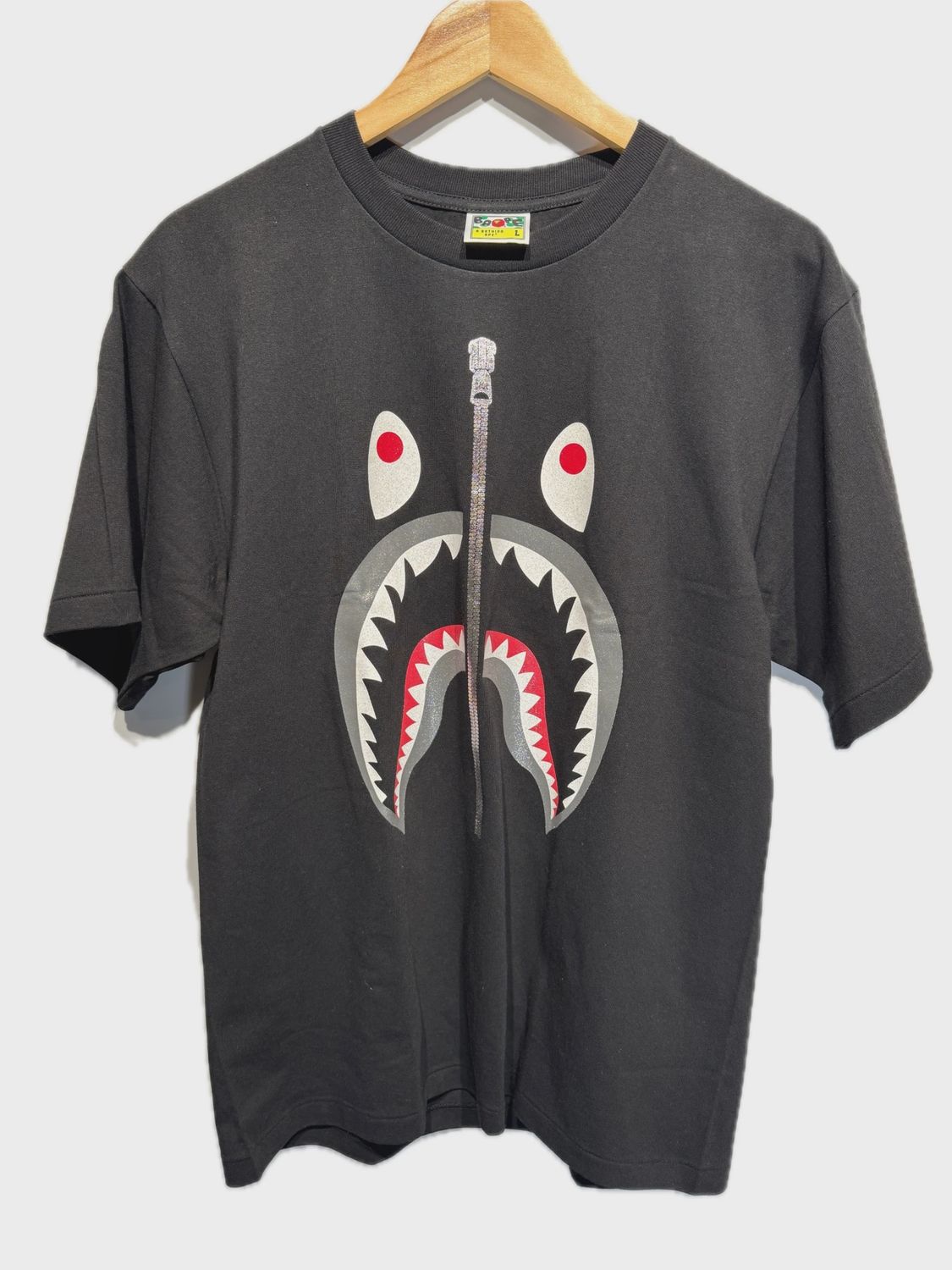 A Bathing Ape WGM Shark Tee Black L • Brand New [5577]