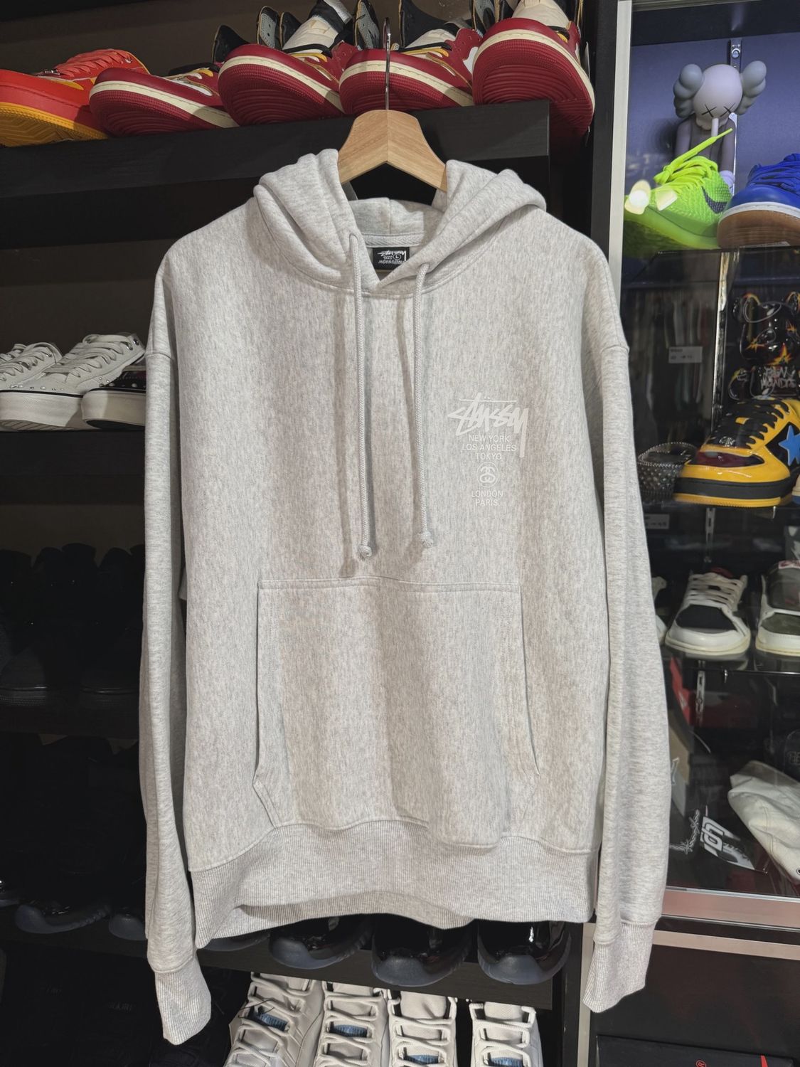 Stussy Built In USA Hoodie Ash Heather L • Brand New [2356]
