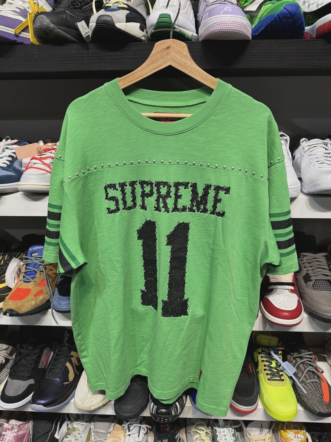 Supreme Studded S/S Football Top Green size L • Brand New [1113]