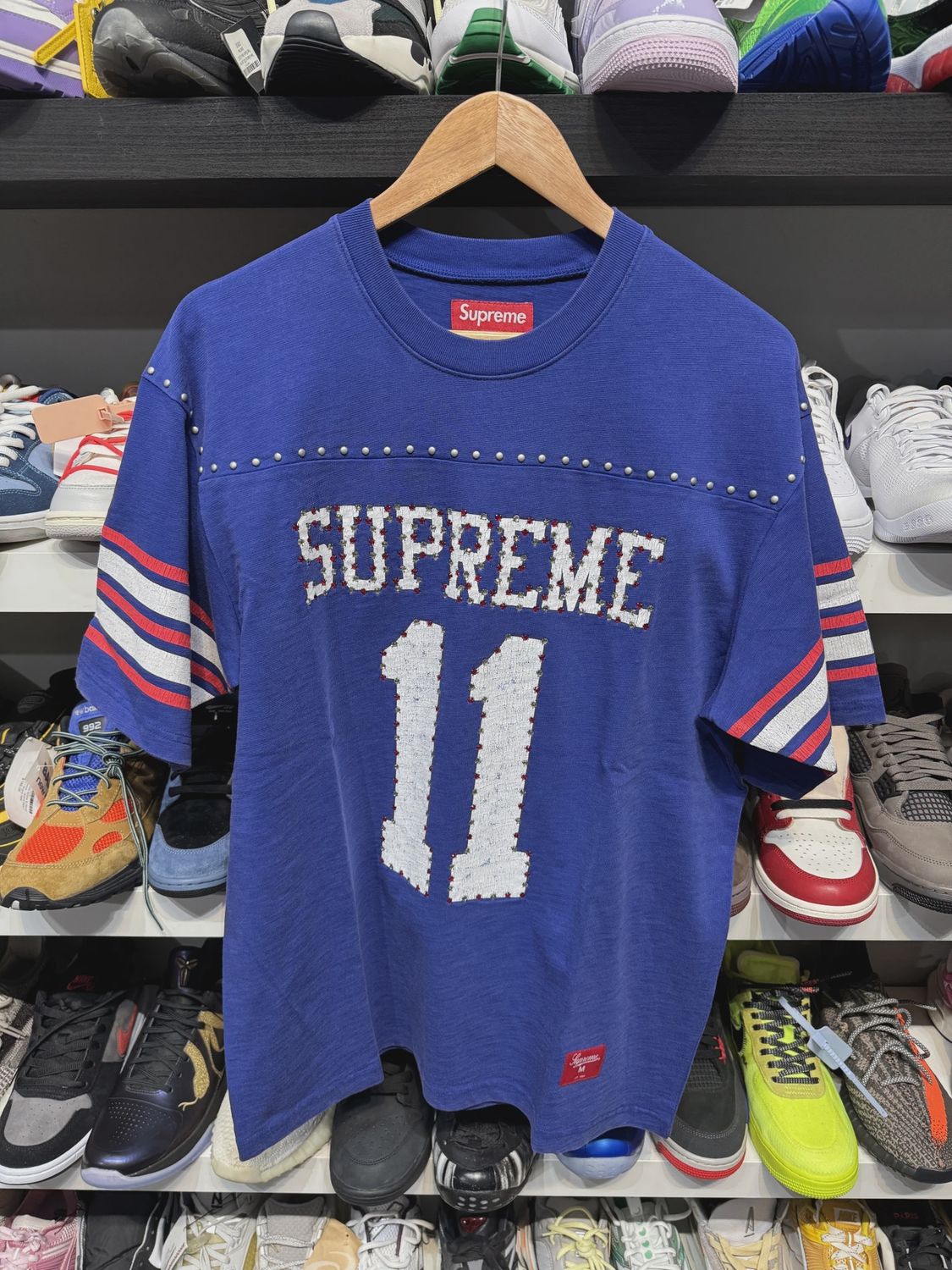 Supreme Studded S/S Football Top Royal size M • Brand New [9520]
