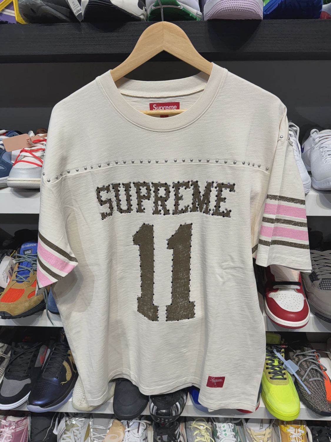 Supreme Studded S/S Football Top Tan size L • Brand New [8495]
