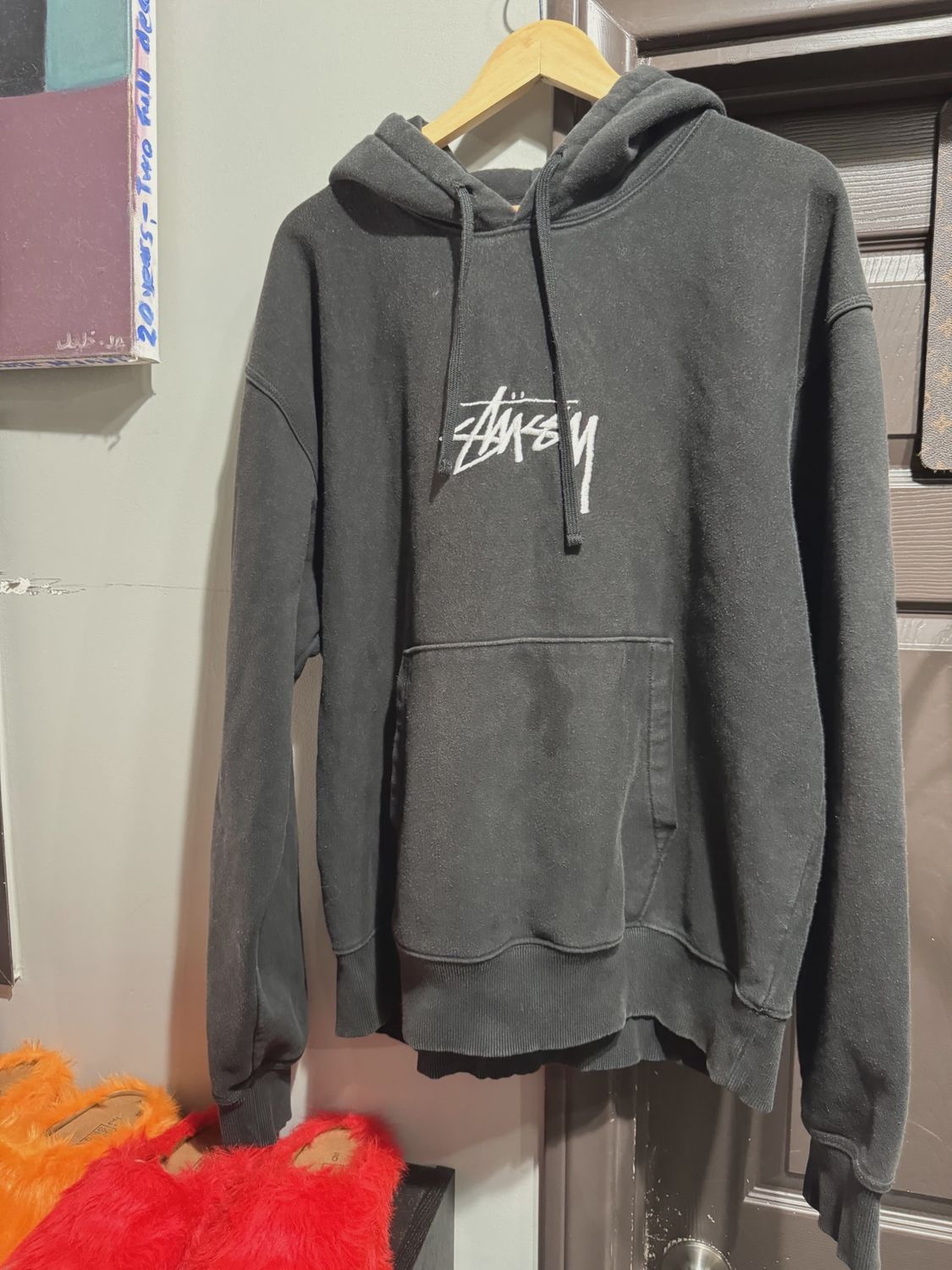 Stussy Embroidered Logo Vintage Hoodie size XL • Pre-Owned [2526]