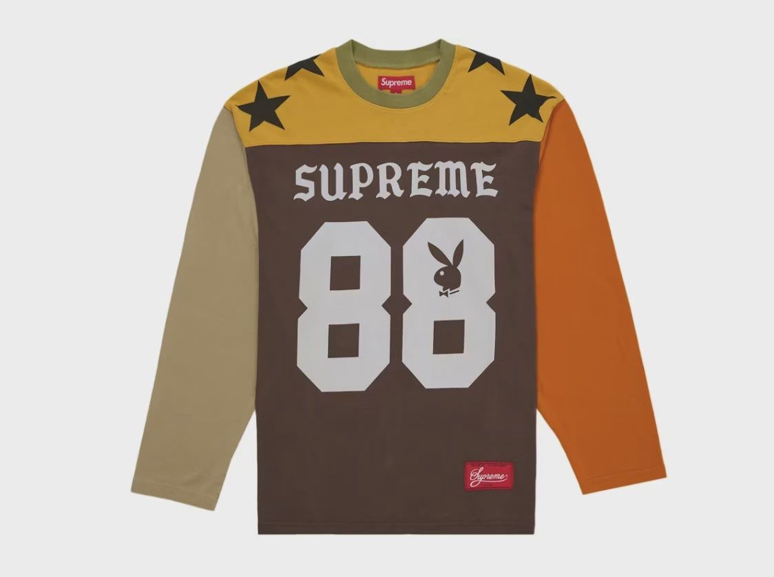Supreme Playboy L/S Football Top Brown • Brand New [0442]