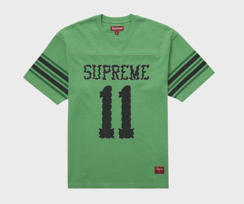 Supreme Studded S/S Football Top Green size L • Brand New [5035]
