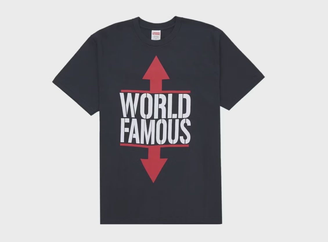 Supreme World Famous Tee Navy size L • Brand New [3820]