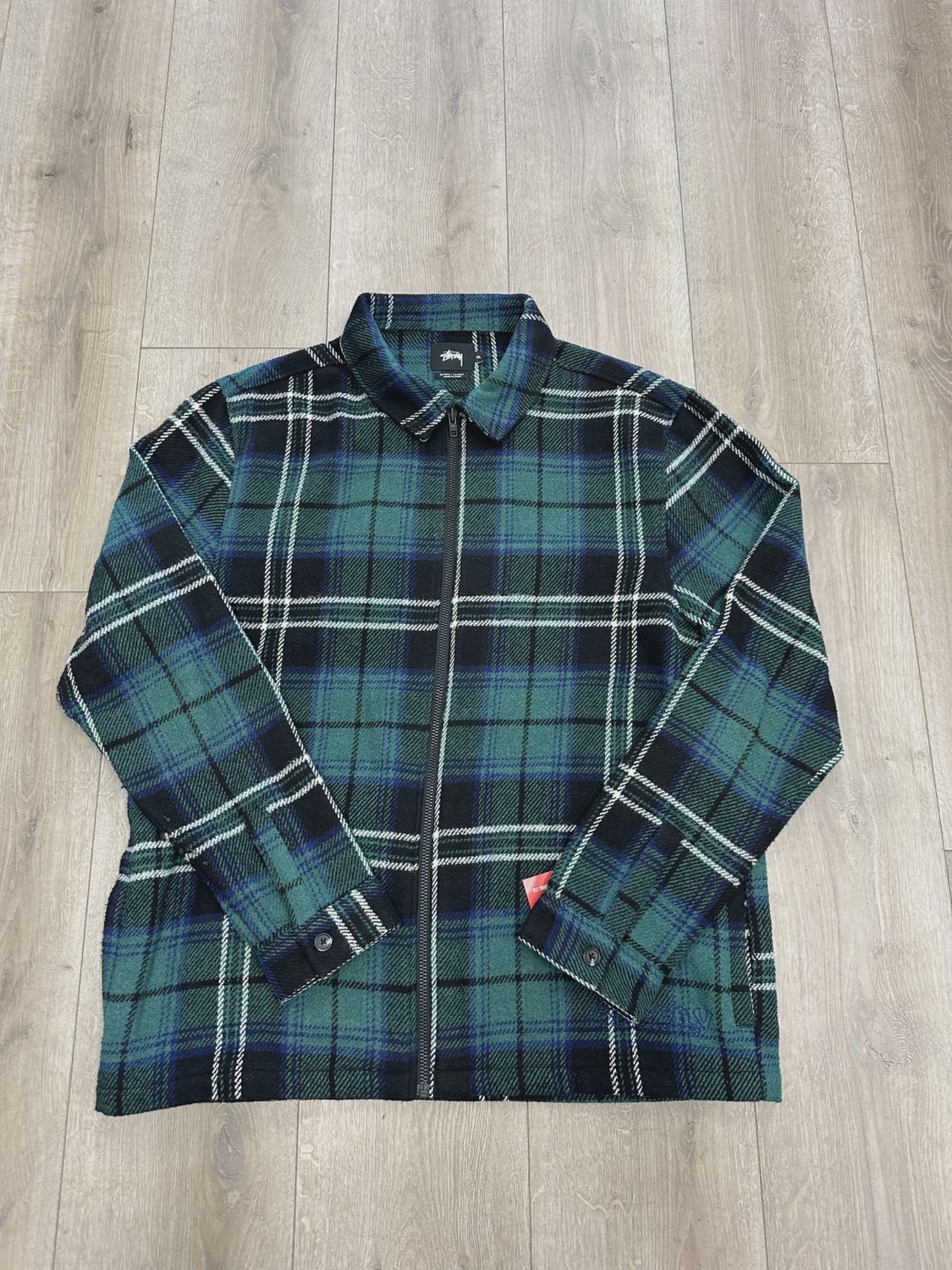 Stussy heavy wool plaid shirt green • Pre-Owned [6571]