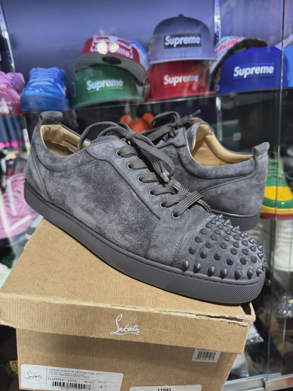 Christian Louboutin Junior Spikes Grey Suede  • Pre-Owned [4478]