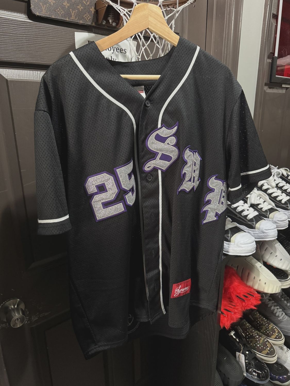 Supreme Old English Baseball Jersey Black size L • Pre-Owned [4161]