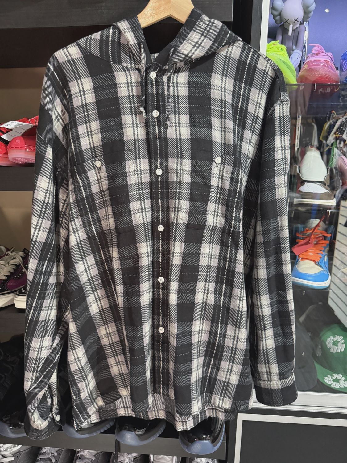 Supreme Plaid Hooded Button Up • Pre-Owned [4897], Clothing Size: L, Product Condition: Pre-Owned
