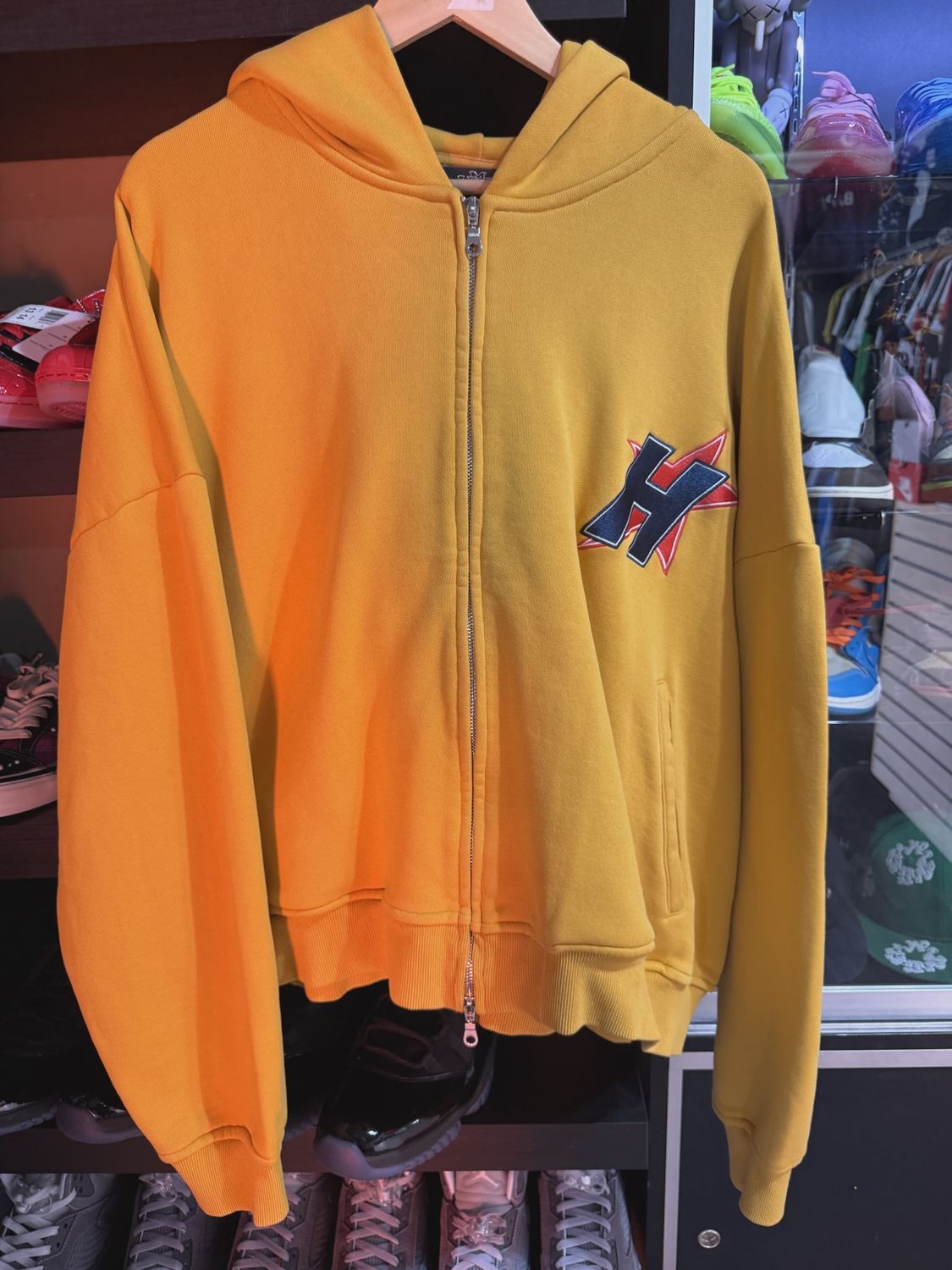 HMDD (Happy Memories Don't Die) H-Star Zip Up Hoodie - Gold/Yellow • Pre-Owned [8639], Clothing Size: L, Product Condition: Pre-Owned