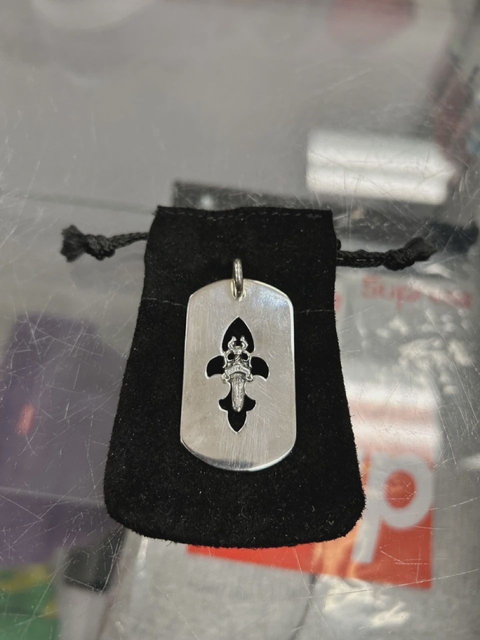 Chrome Hearts Fleur Dagger Dog Tag Pendant • Pre-Owned [2872]