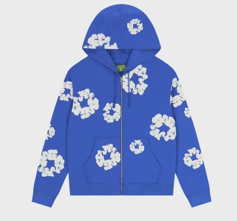 Denim Tears Cotton Wreath Zip Hoodie Blue • Brand New [3342]
