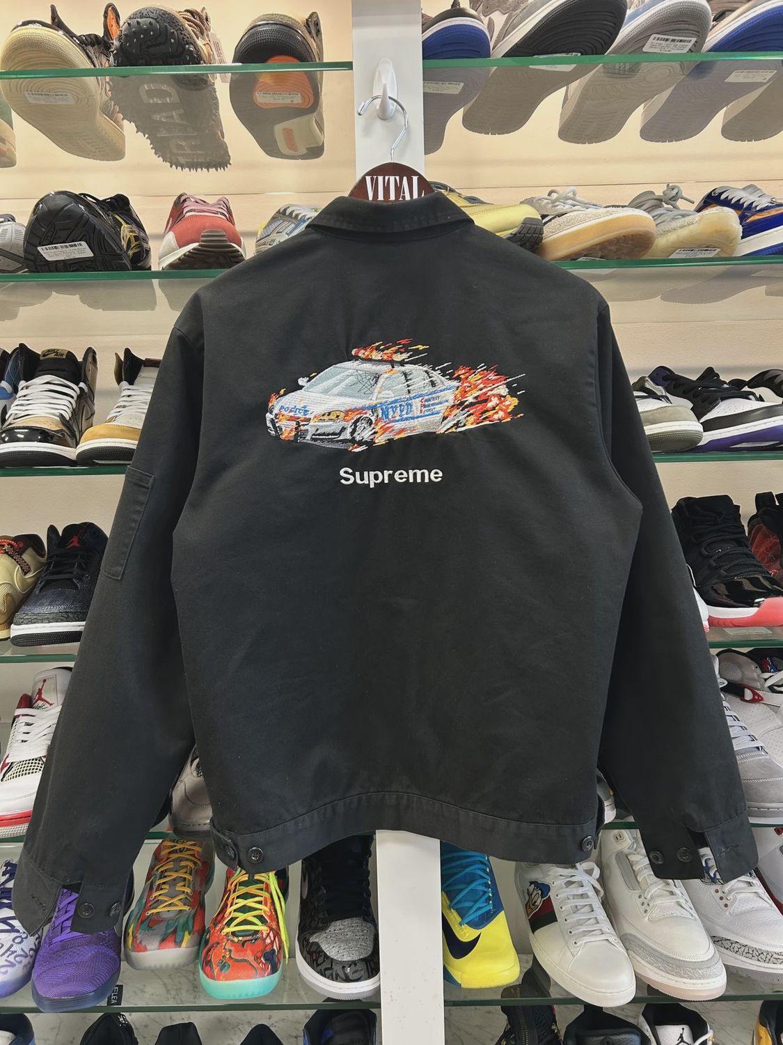 FW19 Supreme Cop Car Embroidered Jacket Black • Pre-Owned [5818]
