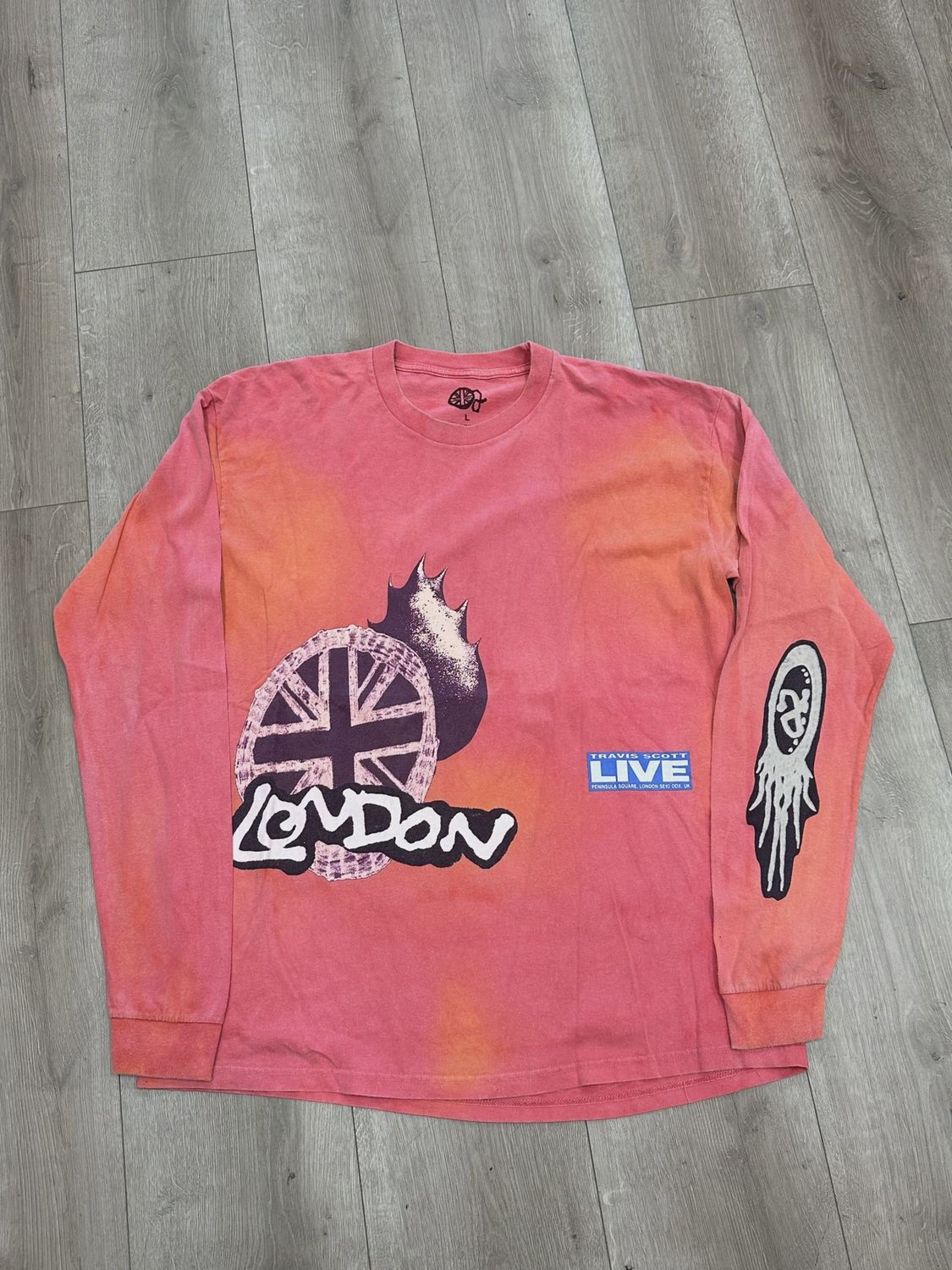 Travis Scott O2 Live Long-Sleeve 'Pink Tie-Dye' T-shirt • Pre-Owned [0346]