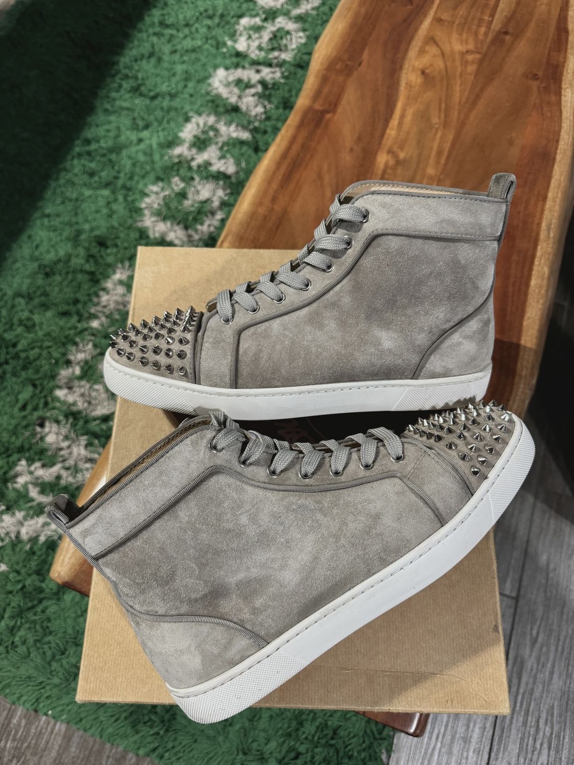 Christian Louboutin High Top Spikes Grey Suede • Pre-Owned [3178]