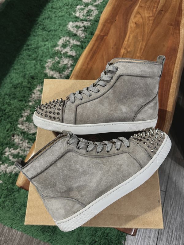 Christian Louboutin High Top Spikes Grey Suede • Pre-Owned [3178]
