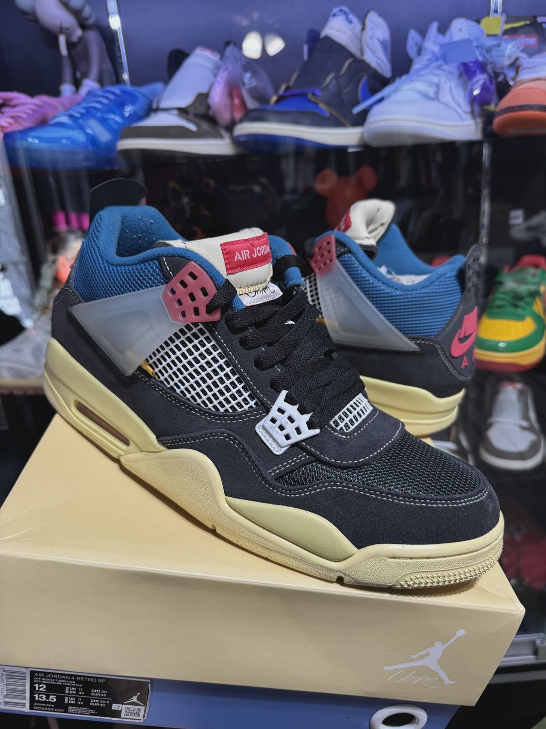 Jordan 4 Retro Union Off Noir • Pre-Owned [4316], Product Condition: Pre-Owned, Shoe Size: US M 12