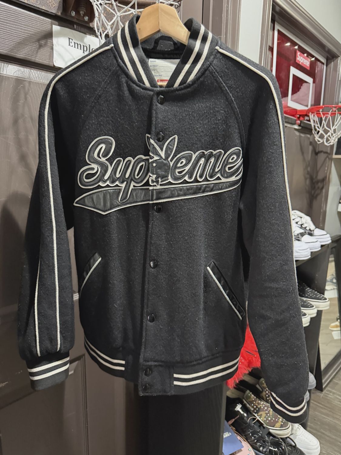 Supreme Playboy Wool Varsity Jacket Black • Pre-Owned [0721]