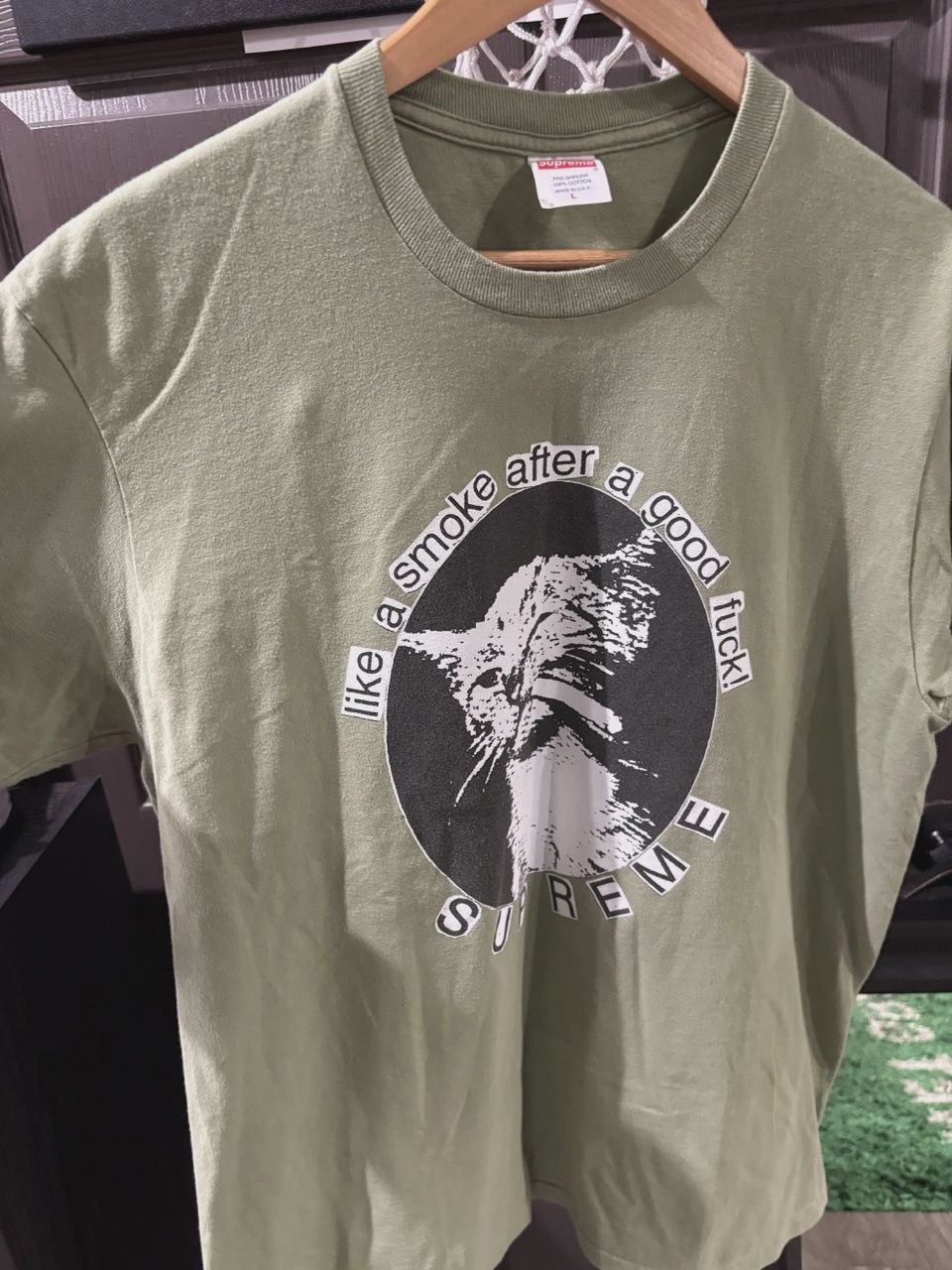 Supreme Cat Smoke Olive  Tee • Pre-Owned [8913]