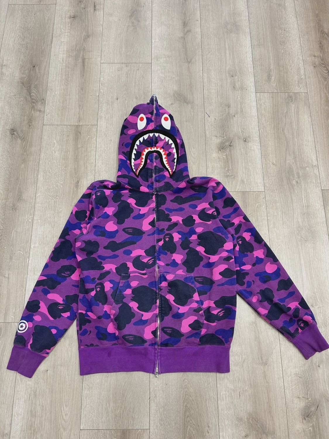 BAPE Color Camo Shark Full Zip Hoodie Purple • Pre-Owned [1358]