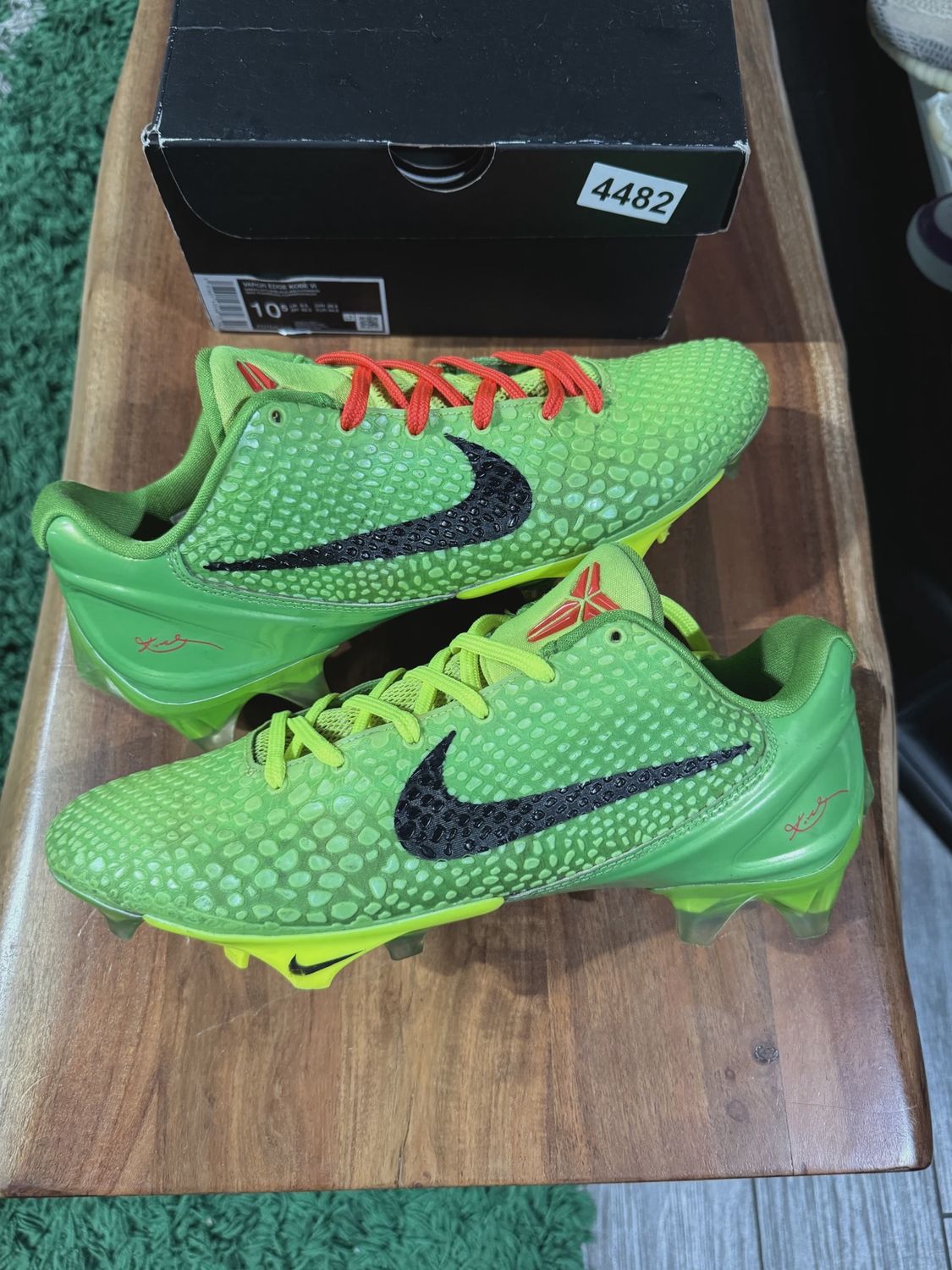 Nike Vapor Edge Kobe 6 SE Grinch • Pre-Owned [0046], Product Condition: Pre-Owned, Shoe Size: US M 10.5