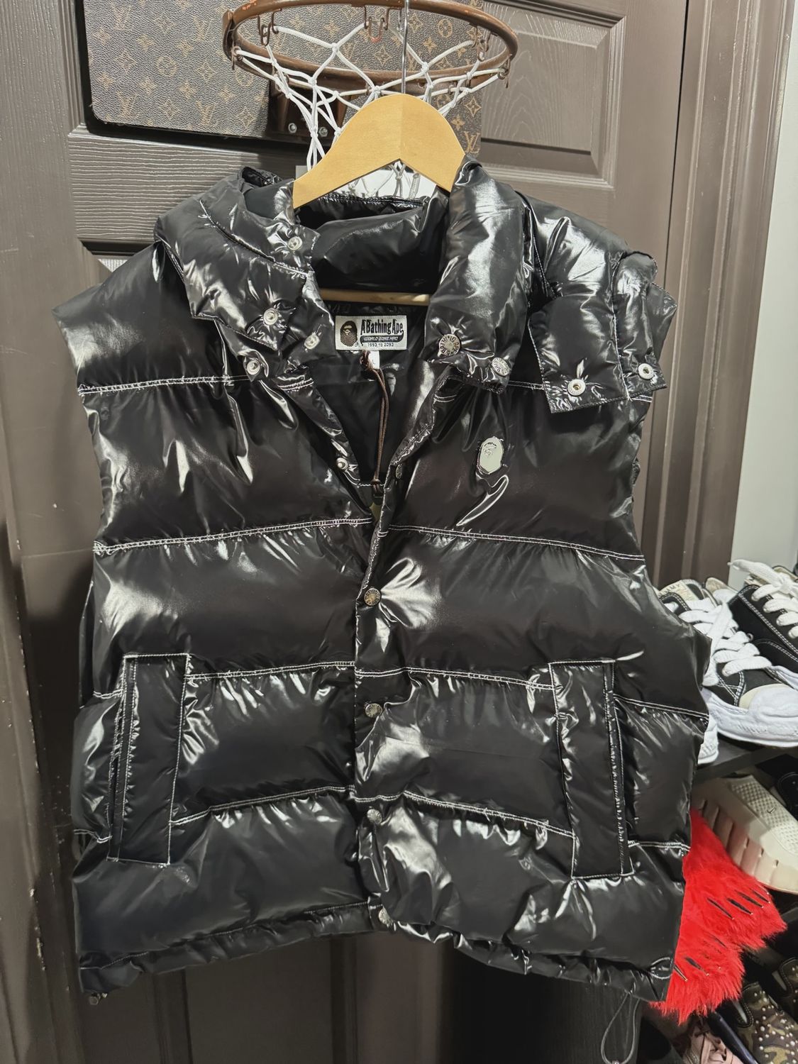 Bape Nylonetal Badge Relaxed Fit Padded Vest size L • Brand New [6833]