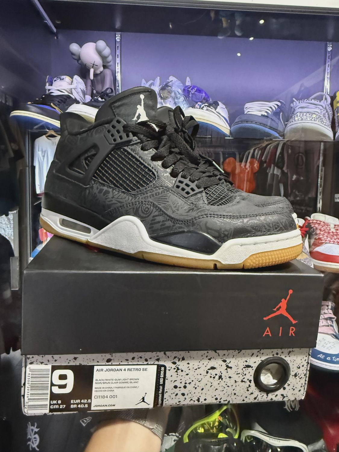 Air Jordan 4 Retro Laser Black Gum • Pre-Owned [1946]