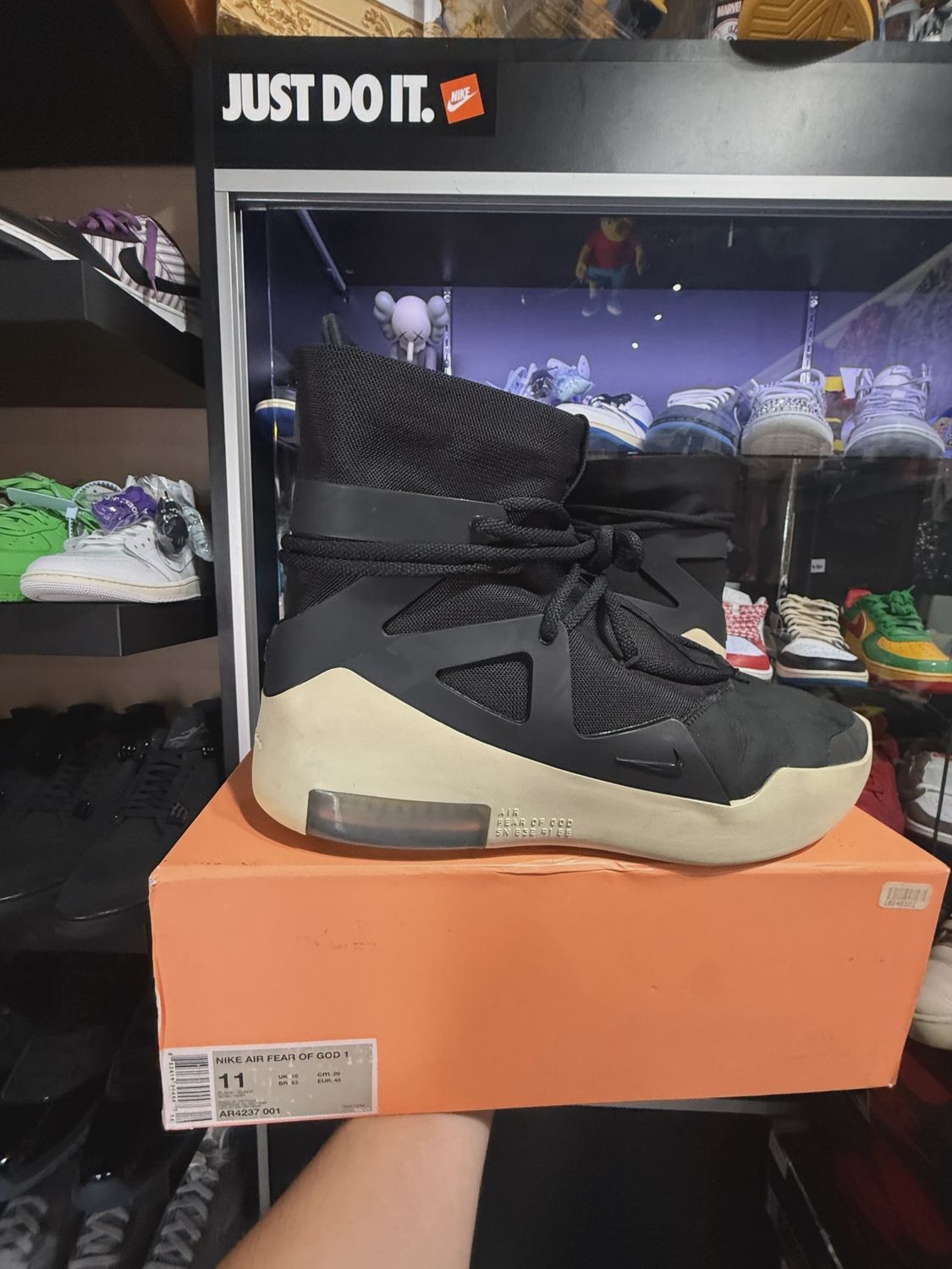 Nike Air Fear Of God 1 Black • Pre-Owned [2949], Product Condition: Pre-Owned, Shoe Size: US M 11