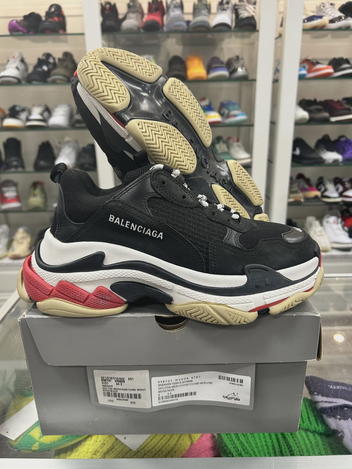 Balenciaga Triple S sneakers in the Black Red • Pre-Owned [1716]