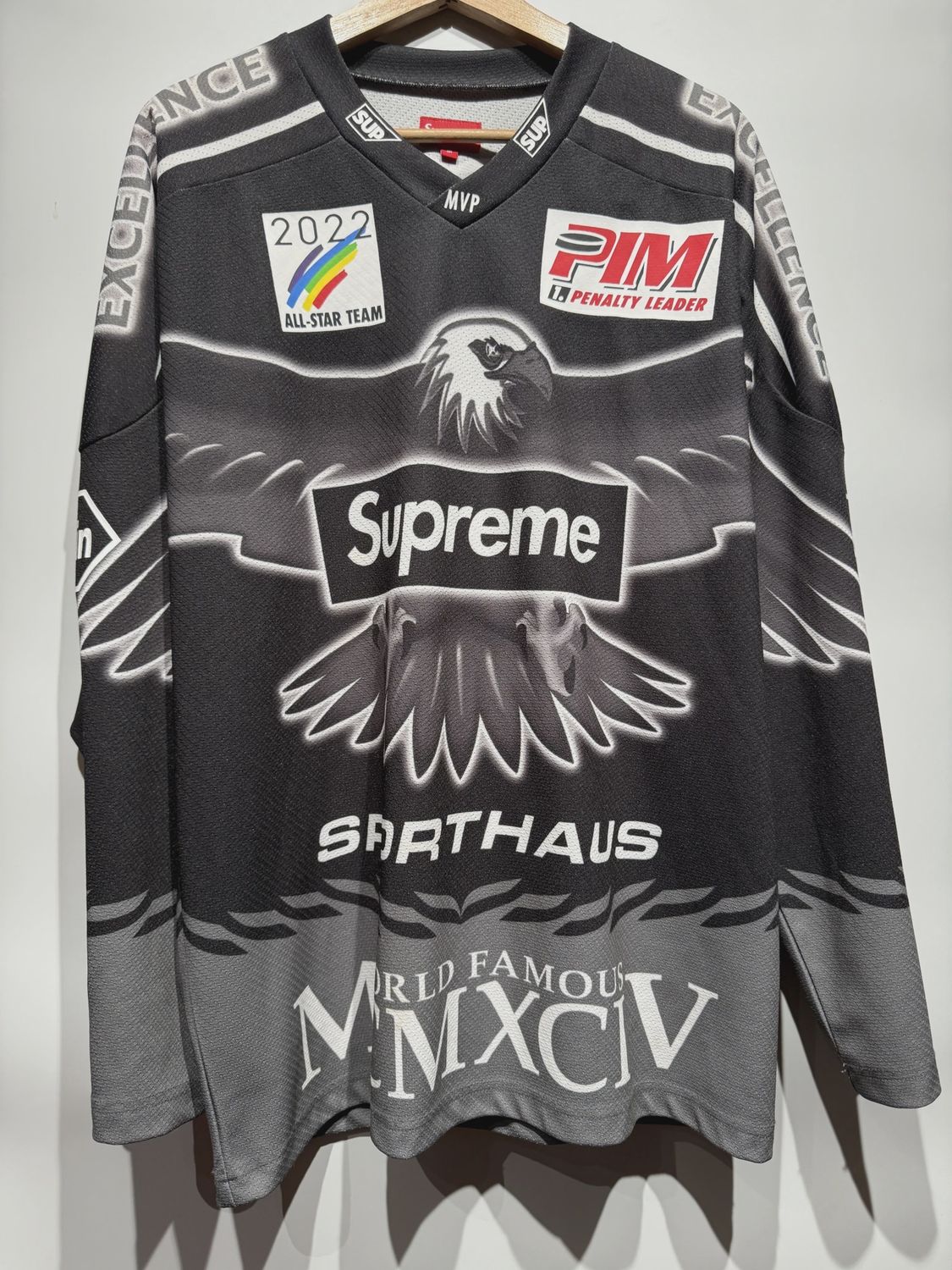 Supreme Eagle Moto Jersey Black • Pre-Owned [8372], Clothing Size: M, Product Condition: Pre-Owned
