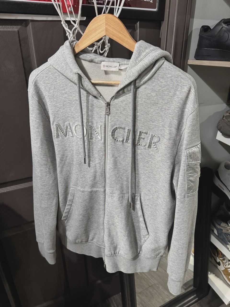 Moncler Zip Up Grey Sz L • Pre-Owned [5808]