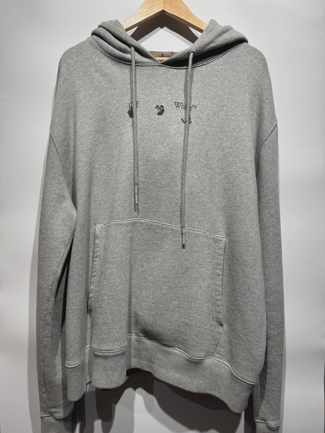 Off White Big Logo Hoodie Grey size XXL • Pre-Owned [7291]