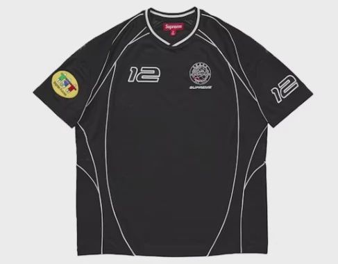 Supreme Piping Soccer Jersey Black • Brand New [0374]