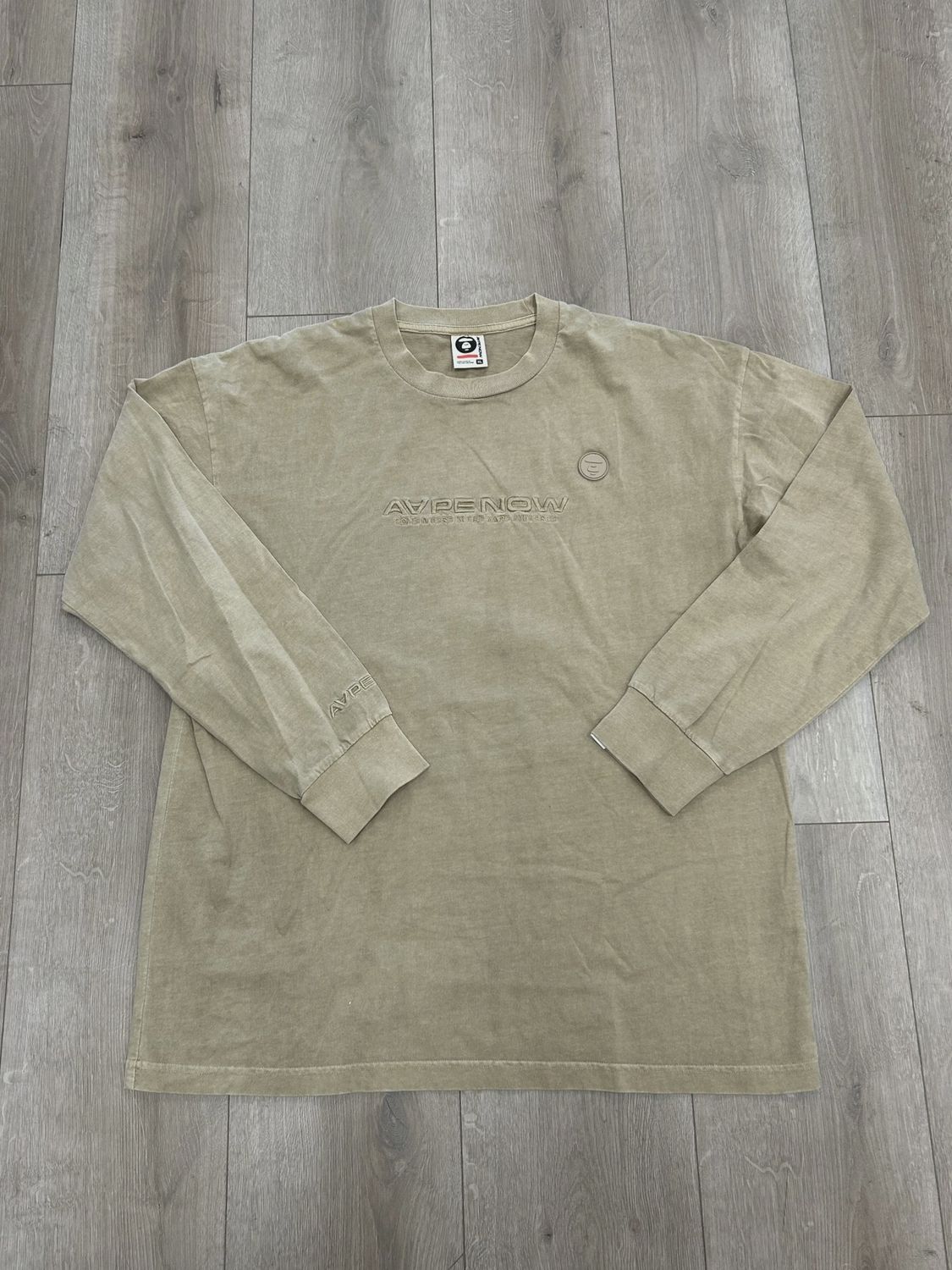 AAPE by A Bathing Ape Beige 'AAPE Now' Long Sleeve • Pre-Owned [2843]