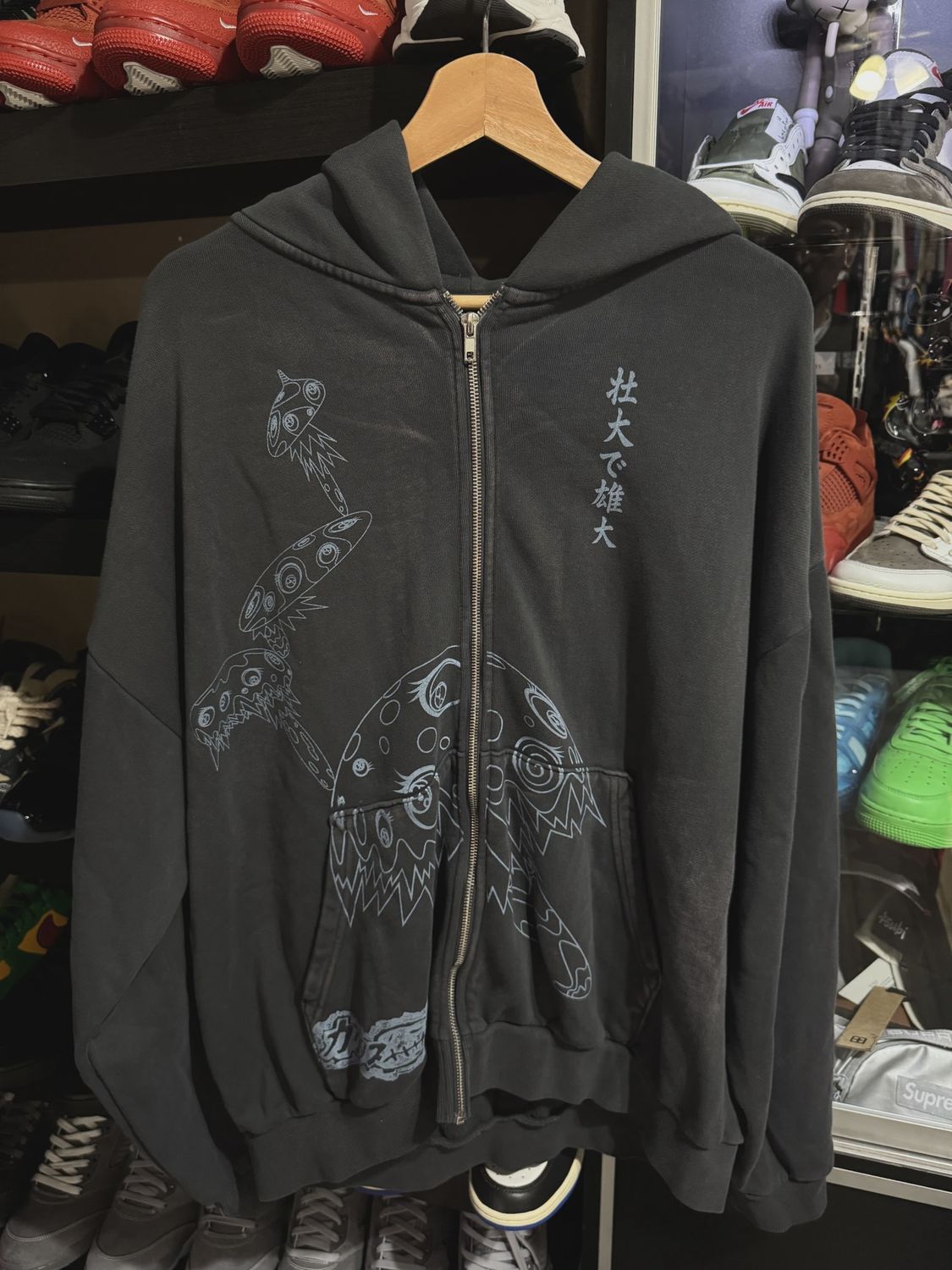 Travis Scott Cactus Jack x Fragment x Takashi Murakami Reborn Zip Hoodie Black • Pre-Owned [1233]