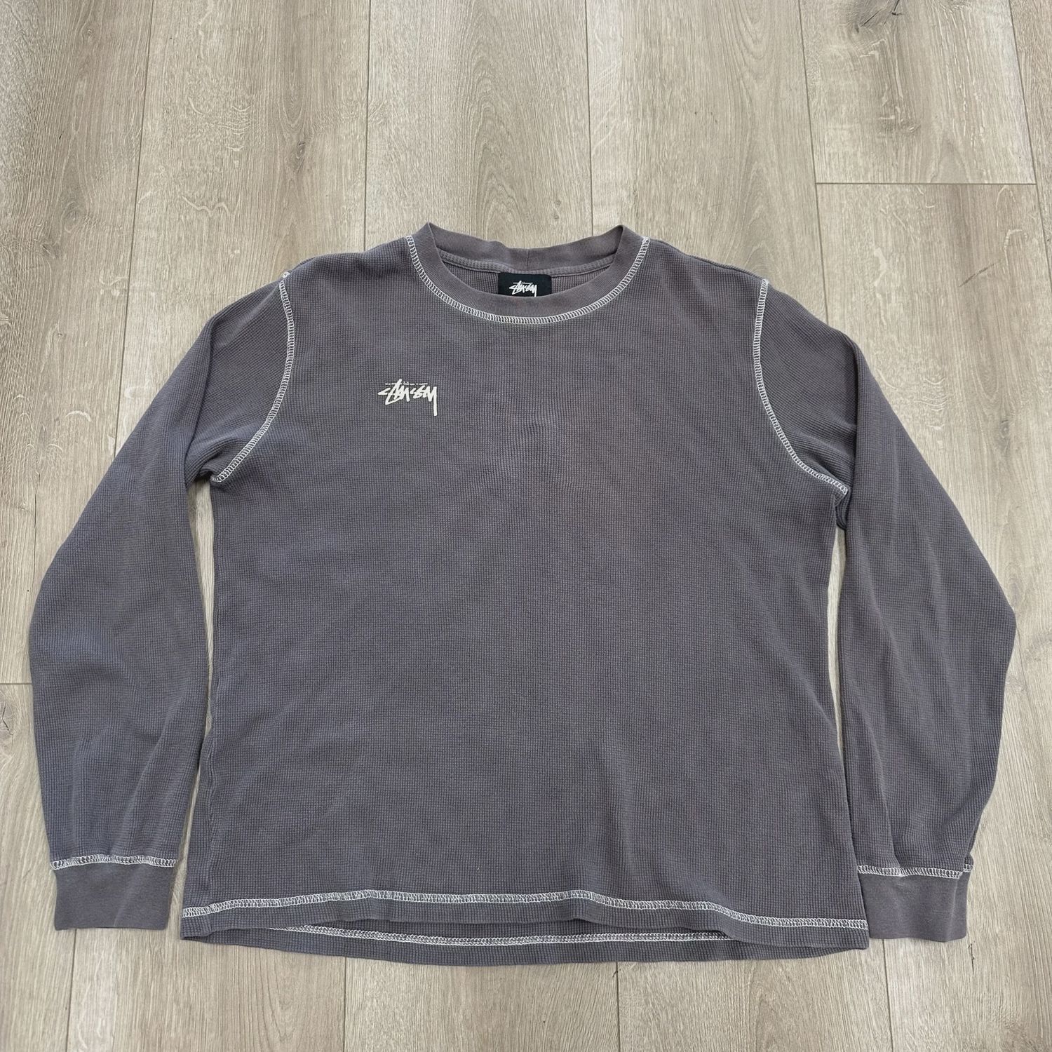Stussy Thermal Tee Grey Cream • Pre-Owned [1499]