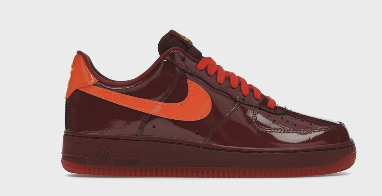 Nike Air Force 1 Low Patent Leather Dark Team Red Safety Orange • Brand New [1564]