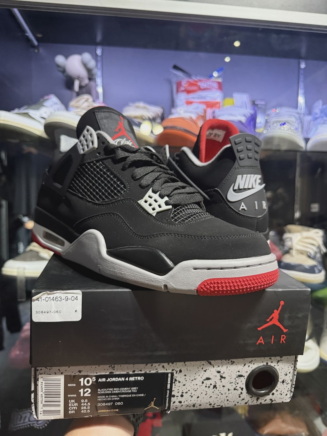 Air Jordan 4 Retro Black Red (2019) • Pre-Owned [6981], Product Condition: Pre-Owned, Shoe Size: US M 10.5