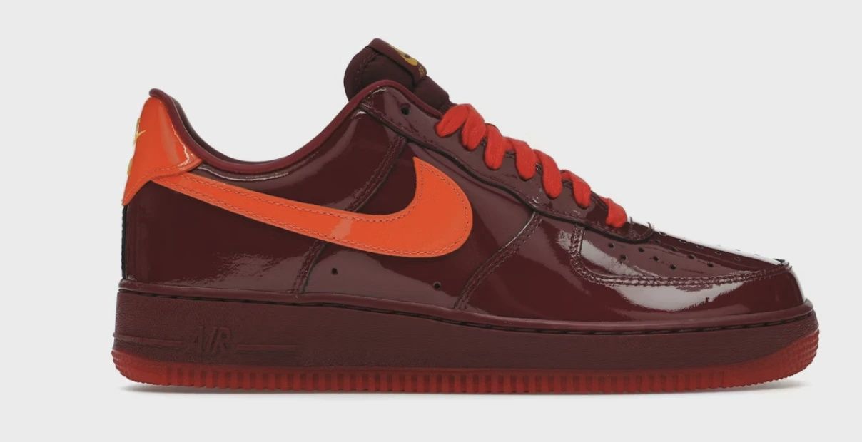 Nike Air Force 1 Low Patent Leather Dark Team Red Safety Orange • Brand New [4606]